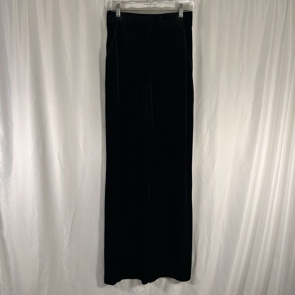 Eliza J Plush Velvet Dress Pants Women's 6 Black Wide Leg Pockets Zip